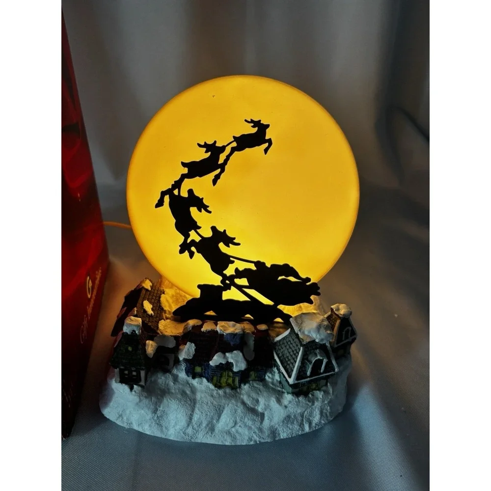Vintage Shadowcaster Night Light Gift Innovations Santa w/ Moon Christmas